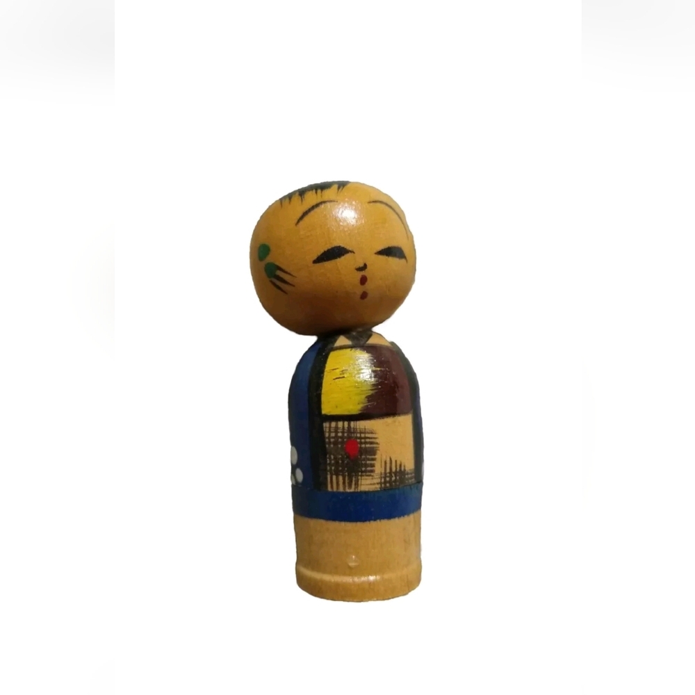 Vintage Wood turned Koeshi Bobble head doll from Japan